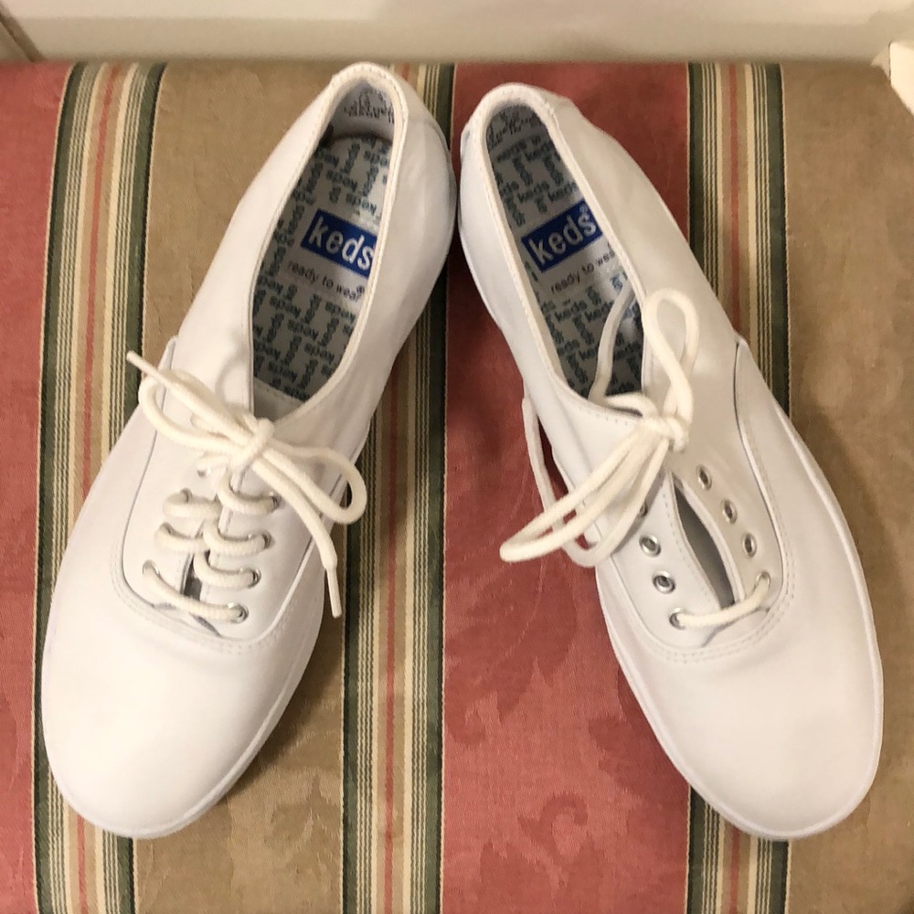 Keds White Leather Sneakers.